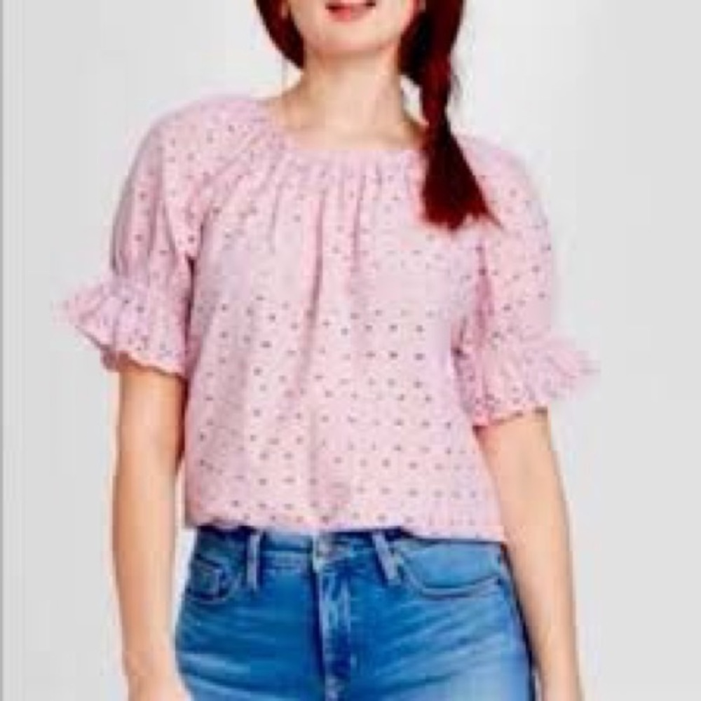 Pink Universal Thread Eyelet Blouse